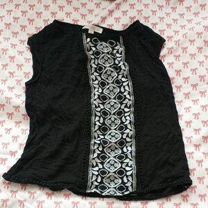 love, Fire Black Top with White Embroidery